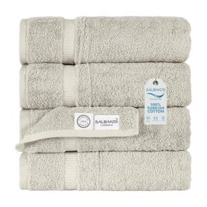 SALBAKOS 100% Turkish Cotton Bath Mat Towel Set of 2 Piece | 20x34 in Large Bath Mats | Luxury Hotel Quality, Thick, Absorbent, Quick Dry Bathmats for Bathroom & Toilet (Stone, 2 Bath Mats)