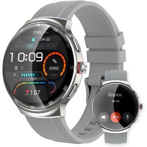 P30 Smart Watch, 1.43" AMOLED Curved Screen Fitness Tracker with Bluetooth Call, 150+ Sports Mode IP68 Waterproof, Heart Rate Sleep Monitor for iOS Android Men Women (Silver)