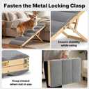 Veehoo Dog Ramp for Bed Couch for Small to Large Dogs, Folding Ramp for Dogs to Get on Bed 4 Adjustable Height from 13.8" to 20.5", Wooden Pet Cat Stairs Doggie Steps with Foam Padding, Up to 130lbs