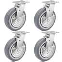 Nefish 8 Inch Heavy Duty Casters Wheels, Industrial Grade Thermoplastic Rubber Casters with Brake 6000 LBS, Ball Bearing Plate Swivel Castors Set of 4, Casters Wheels for Hand Truck, Industrial