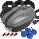 Pond Aeration Kit Pond Aerator Pump with Check Valves Air Stones Airline Tubing, All-in-1 Pond Air Pumps for Outdoor Ponds up to 2000 Gallon