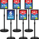 6Packs 8.5x11 Inch Adjustable Pedestal Poster Sign Stand, Heavy Duty Floor Standing Sign Holder Stand Aluminum Snap Open Frame for Vertical and Horizontal View Sign Displayed(Black)