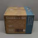 Sweetcrispy 17 Pcs Nonstick Pots and Pans, Non-toxic Kitchen Cooking Set with Stay-Cool Handles, Cream White