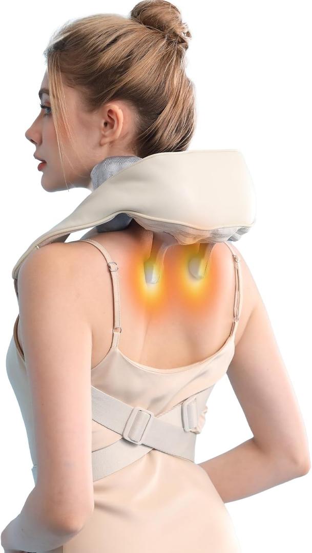 Luxe Massager for Neck Shoulder and Back, Muscle Relaxer Device and Posture Trainer with Heat for Pain Relief, Electric Massager Pillow Ideal Gifts