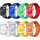 8pack Bands Compatible with Apple Watch Ultra 2 Band, Apple Watch Ultra Band, iWatch Bands 44mm 45mm 46mm 49mm 42mm for Men, Silicone Waterproof Sport Strap for iWatch Bands 10/9/8/7/6/5/4/3/2/1/SE