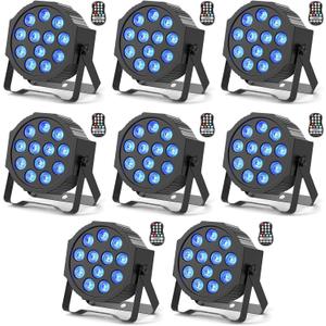 Rechargeable Par Lights, RGBW LED Uplights Battery Powered Stage Light, HOLDLAMP Par Can DJ Lights Sound Activated with Remote & DMX Control for Festival Party Event Wedding Bar, 8 Pcs