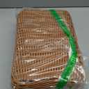 Wicker Picnic Basket, Small Vintage Rattan Suitcase Basket with Handle, Rustic Storage Hamper Prop Case with Leather Strap Lock, Plastic Storage Box Makeup Organizer for Sundries Camping Travel