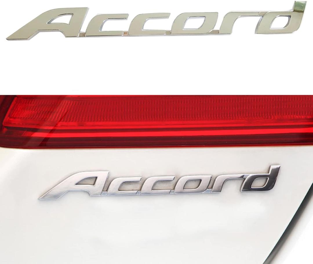 1 Pack Fit for Accord Replacement 3D Acco Sticker Emblem Rear Trunk Chrome Badge Back Sign(Silver)