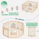 Foldable Wooden Baby Playpen, 45 x 45 x 24 inches, Pastel Dream, Natural