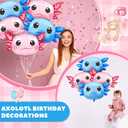 12 Pcs 34 Inch Axolotl Balloon Axolotl Birthday Party Decorations Aluminum Foil Inflatable Summer Supplies for Beach Themed Favor (Pink,Blue)