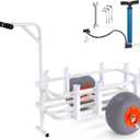 VEVOR Beach Fishing Cart, 300 lbs Load Capacity, Fish and Marine Cart with Two 13" Big Wheels PU Balloon Tires for Sand, Heavy-Duty Aluminum Pier Wagon Trolley with 8 Rod Holders for Fishing, Picnic