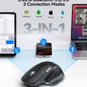 TECKNET Wireless Mouse, Bluetooth Mouse (BT5.3/5.0 & 2.4G) Rechargeable Ergonomic Optical Mouse with 6 Adjustable DPI, Side Scroll, Quiet Clicks, USB A Receiver, 7 Buttons, Wide Compatibility - Black