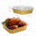 50 Pack 8"x8" Aluminum Pans with Plastic Lids,Disposable Tin Foil Pan For Cooking Baking Cakes Breads Square Food Containers for Heating Roasting Preping Storing,Gold