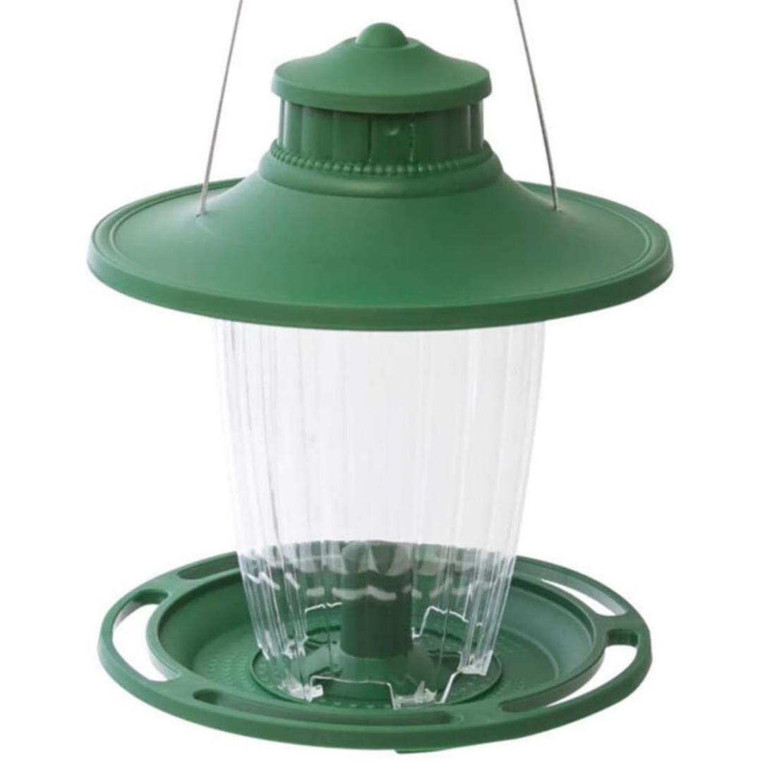 More Birds Large Lantern Bird Feeder, Wild Bird Feeder, 5 Feeding Ports, 3.8-Pound Seed Capacity, Green