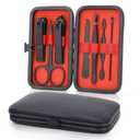 Manicure Set-Stainless Steel Nail Care Set-Professional 7 in 1 Ingrown Toenail Clipper Grooming Tool-Pedicure Kit & Toe Nail Cutter-Thick Nail Scissors Toiletries with Cuticle Trimmer (Black)