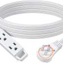 DEWENWILS 15FT Flat Plug Extension Cord, 3 Prong Ultra Thin Power Strip, 360° Rotating Plug, 13A/125V/1625W, 16 Awg Grounded Flat Power Cable for Indoor Narrow Space, SPT-3, ETL Listed, White