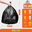 Delxo 55-60 Gallon Trash Bags, 100 Count 0.9 Mil Medium Duty Garbage Bags, Durable & Puncture-Resistant Plastic Bolsas para basura, Perforated Design Made in USA for Kitchen, Yard, Office (Black)