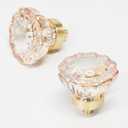 Cabinet Knobs 6 Pcs, Crystal Drawer Knobs 1.4" Diameter Glass Handles for Dresser, Kitchen, Bathroom (Flower Champagne)