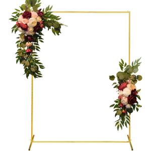 Metal Wedding Arch Backdrop Stand 6.6x5 FT Gold Square Balloon Arch Frame for Wedding, Birthday Party, Baby Shower Ceremony Decoration