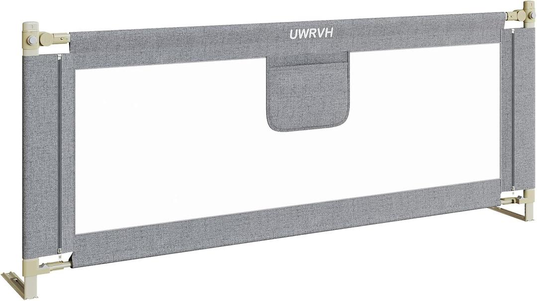 Bed Rails for ToddlersToddler Bed RailsBed Rail for Baby - Adjustable Height Bed Guard with Child Safety Lock, Universal Fit for King/Full/Twin Beds (Grey, 1 Side 47Inch)