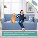 YEMYHOM Couch Cover Latest Jacquard Design High Stretch Sofa Covers for 3 Cushion Couch, Pet Dog Cat Proof Slipcover Non Slip Magic Elastic Furniture Protector (Large, Light Blue)