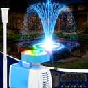 3-in-1 Submersible Pump RGB Pond Filter Kits, 2026 Upgraded Pond Filter Fountain with 7 Colorful Lights, Pond Fountain Pump with 3 Spray Modes, 660GPH Submersible Water Pump for Pond, Fish Tank,Blue