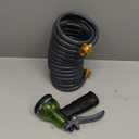 Coil Hose 15FT EVA Coil Garden Hose With 3/4'' Brass Connector Coiled Water Hose Lightweight And No Kink Includes 7 Patterns Spray Nozzle For Outdoors Lawn Watering Car Washing