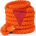 Field Day Tug of War Rope with Flag for Kids and Adults, Family Reunion Birthday Party Games, Summer Outside Lawn Games, Camping Picnic Carnival Games for Team Building Activities, Orange 60FT