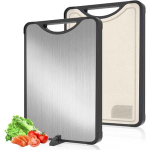 Titanium Cutting Board  2-in-1 Double Sided Chopping Boards for Kitchen, SGS Food-Grade Certified, Pure Titanium & Wheat Straw PP, Dishwasher Safe, Ideal for Meat, Vegetables & Family Cooking (1611)