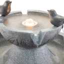 Glitzhome Water Fountain Outdoor, Outdoor Fountain with Lights & Pump, 26" H 2-Tiered Polyresin Bird Bath Fountain Waterfall Floor-Standing Water Feature for Garden, Yard, Patio, Home Decor