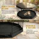 PJYuCien Dog Playpen with Top Cover and Bottom Pad - Metal Foldable Exercise Pen, 8 Panels 30" H x 24" W Indoor Outdoor Pet Fence Puppy Crate Kennel, Black