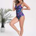 Itzel Women's Ruched Twist Front One Piece Swimsuit Tummy Control Push Up Vintage Retro Bathing Suits (Purple)
