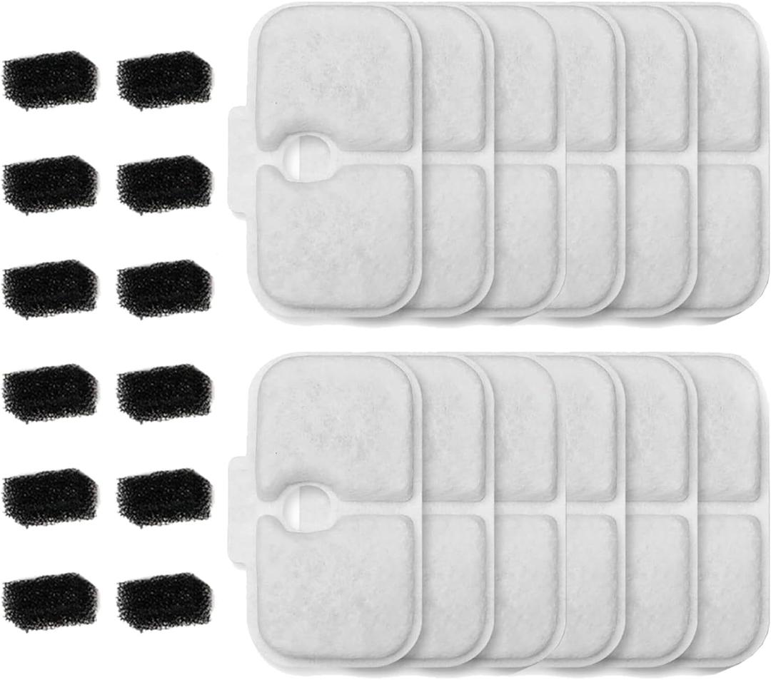 12 Packs Cat Water Fountain Filter Replacement Compatible with Dockstream Cat Water Fountain PLWF005/PLWF115/PLWF105/PLW106/PLWF116/PLWF305,Replacement Filter with Pre-Filter Sponge