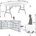 6 Foot Folding Table 6ft Foldable Portable Plastic Tables for Party, Fold-in-Half Heavy Duty Table, 6 Utility Dining Card Long Table, Indoor Outdoor Fold up for Picnic, Camping, White, Large
