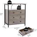 Edbuosy 3 Wooden Drawers Night Stand, 27 Inch Wide Nightstand with Charging Station and Adjustable Drawers, Small Dresser for Closet, Bedside Table for Living Room/Bedroom/Office, Gray.