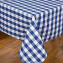 Urban Villa Tablecloth Buffalo Check Table Cloth Tabletop Cover Kitchen Dining Tablecloth 100% Cotton Great Parties Wedding Holiday Dinner Blue/White Rectangle 60X102 Inches 8-10 Seats Table Cloth