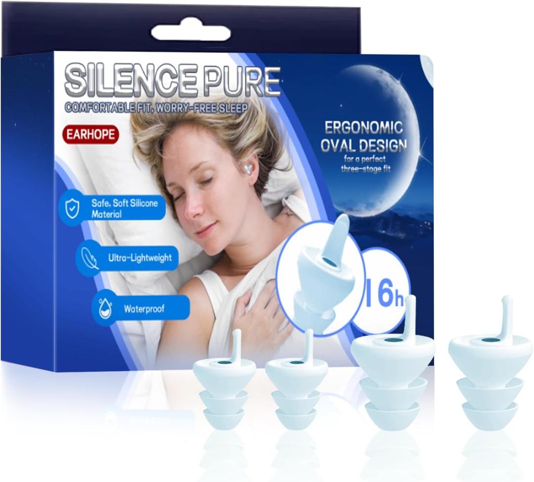 Ear Plugs for Sleeping 3D Oval Noise Cancelling Design (35dB), Ideal for Side Sleepers - 2 Pairs (S + M/L)