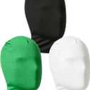 3 Pieces Full Face Mask, Stretchy Faceless Cloth Masks, Statue Inflatable Costume Accessory for Adult Men Women (Black)