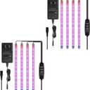 iPower 2Pack 60W LED Grow Lights with Full Spectrum Plant Growing Light Strips for Indoor Plant with Auto ON/Off 3/9/12H Timer, 10 Dimmable Levels 48 LEDs Per Tude, 4 Tubes, Red&Blue