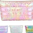Hiroyuki Iridescent Makeup Bag, 14 inches Cosmetic Bag, Large Capacity Travel Pouch (Hair, pink)