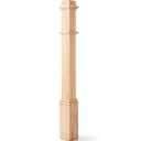 1 Pcs 48 Inch Red Oak Stair Newel Post with 3 1/2" Post and 4 1/2" Sleeve, Wood Box Newel with Pedestal for Staircase, Plain Style Wood Balusters Interior for Stair Remodeling