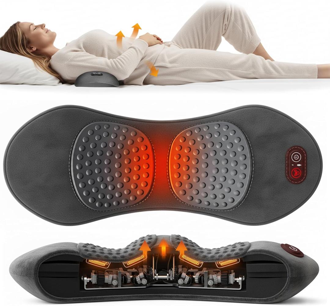 3-in-1 Electric Back Massager Pillow, Ergonomic Wedge Cushion with Adjustable Lumbar Support and Heat for USB Powered Back Bed Comfort and Support Pad Chair
