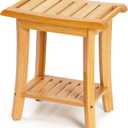 Unibambou Bamboo Shower Bench Inside Shower Stool with Storage Shelf, Spa Bath Chair for Bathroom, Seat or Organizer for Living Room, Bedroom and Garden - Great for All Ages Elderly (Small, Natural)