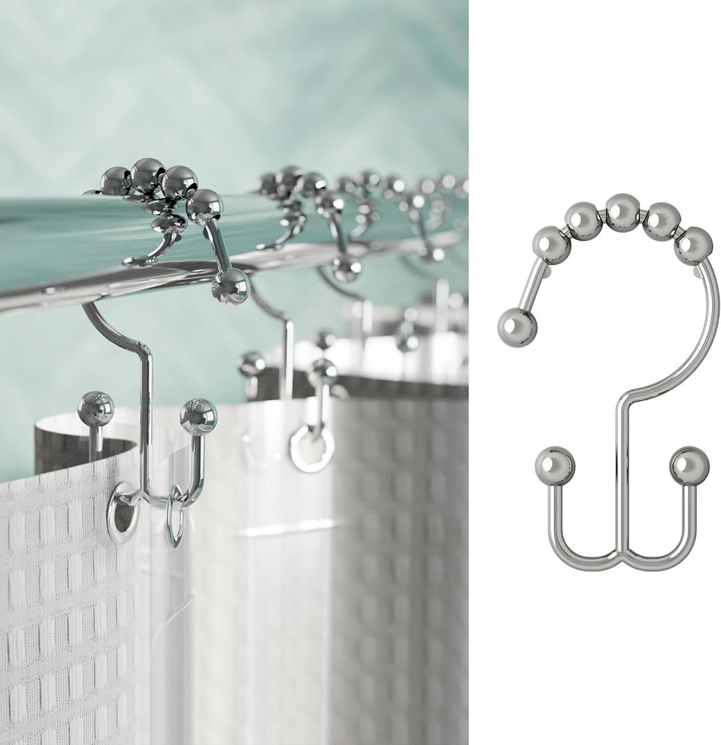 Zenna Home 12 Pack Brushed Nickel Double Roller Hooks