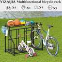 Bike Rack Storage Stand Organizer Floor Holds 4 Bicycle Parking Freestanding Adjustable Garage Indoor Outdoor Bike and Sports Storage Station, Black (4 Bike Stand)