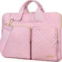 Lacdo Laptop Bag for Women, 14 inch Laptop Shoulder Bag for 14 inch New MacBook Pro M4/M3/M2/M1 Chips Pro Max A3112 A3401 A3185 A2918 A2992 A2779 A2442 2024-2021 Messenger Computer Bag, Sakura Pink