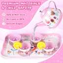 Tea Party Set for Little Girls, 63Pcs Pretend Play Toys, Princess Dress Up Tea Time, Tin Tea Sets for Toddlers 3-5 6 with Dessert, Carrying Case, Kids Kitchen Playset, Birthday Gift for Toddler Girls