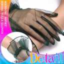 CASDRE Short Tulle Gloves Wrist Length Sheer Glove Halloween Evening Costume Gloves for Women (Green)