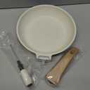 CAROTE Non Stick Frying Pan Skillet, Omelet Pan, Healthy Non Toxic Granite Chef Pan, Induction Compatible Egg Frying Pan with Heat-Resistant Handle, PFOA-Free,Cream White, 8"