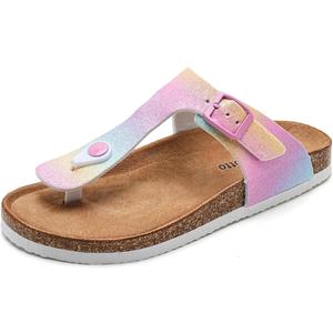 Torotto Boys Girls Flip Flops Comfortable Cork Footbed Thong Sandals with Adjustable Straps Size: 2 Little Kid